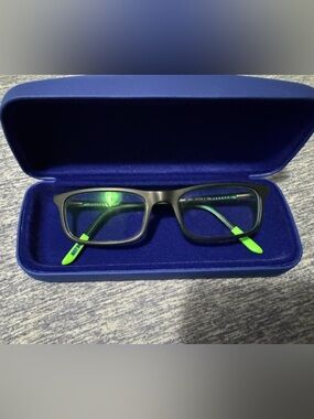 Nike Kids Black and Neon Green Rectangular Eyeglass Frames